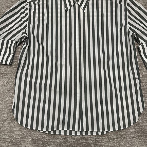 Banana Republic Shirt Womens XXL Gray White Striped Oversized Long Sleeve - Picture 4 of 13